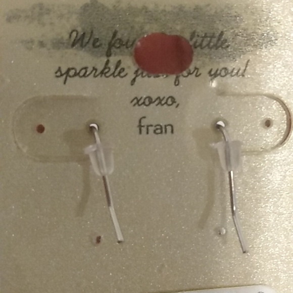 Francesca's Silver Plated Teardrop Earrings with Clear Rhinestones - Picture 5 of 5